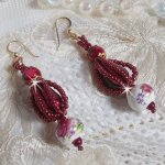 BO Art'D montées avec des perles en porcelaine, des perles nacrées, des rocailles Miyuki et des crochets d'oreilles en Gold Filled 14 carats.